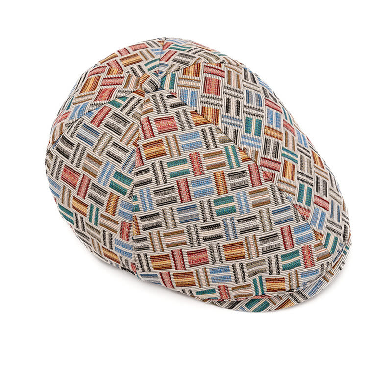 Cappello basco a quadri jacquard colorati retrò artistici - image 3