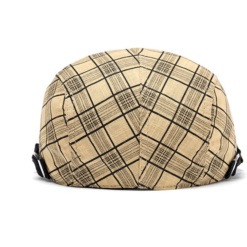 Cappello basco a righe e quadri in puro cotone, moda primavera ed estate - image 4