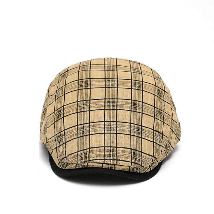 Cappello basco a righe e quadri in puro cotone, moda primavera ed estate - image 3
