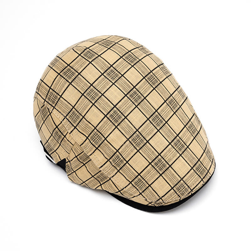 Cappello basco a righe e quadri in puro cotone, moda primavera ed estate - image 5