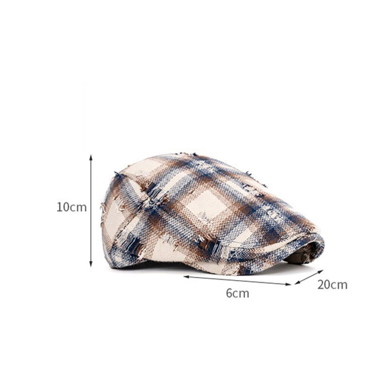 Cappello basco vintage a quadri con bordo spezzato per autunno e inverno - image 9