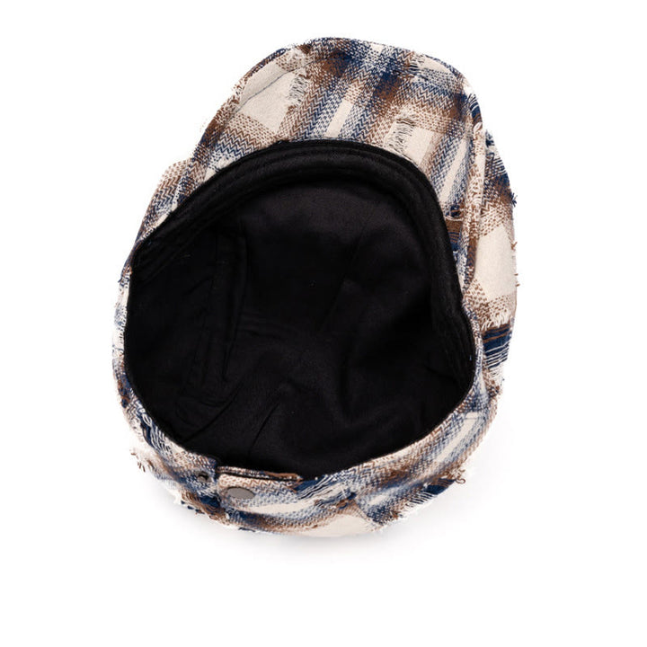 Cappello basco vintage a quadri con bordo spezzato per autunno e inverno - image 6
