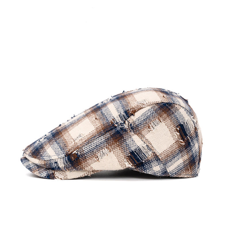 Cappello basco vintage a quadri con bordo spezzato per autunno e inverno - image 2