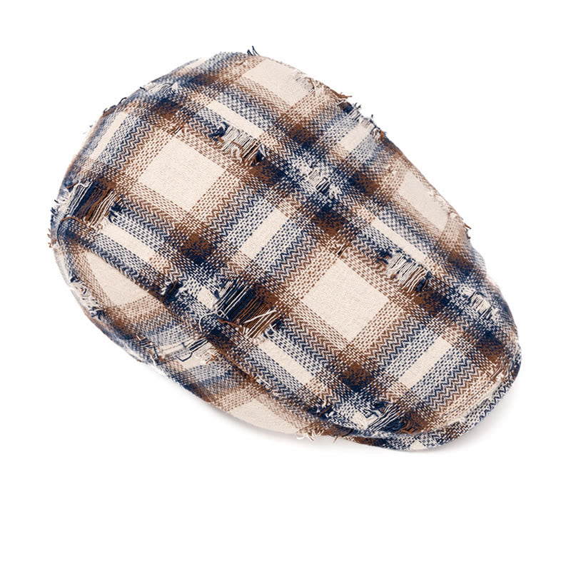 Cappello basco vintage a quadri con bordo spezzato per autunno e inverno - image 3