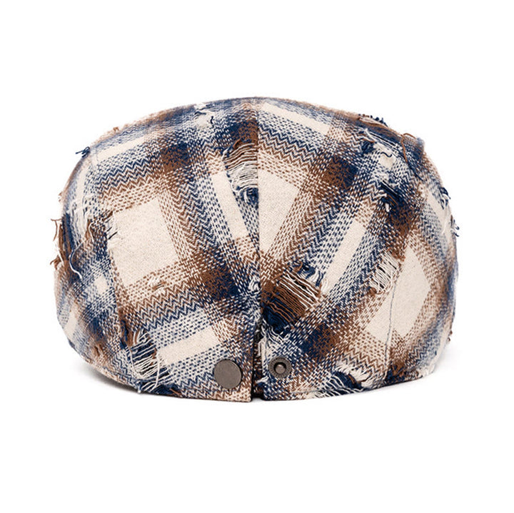 Cappello basco vintage a quadri con bordo spezzato per autunno e inverno - image 6