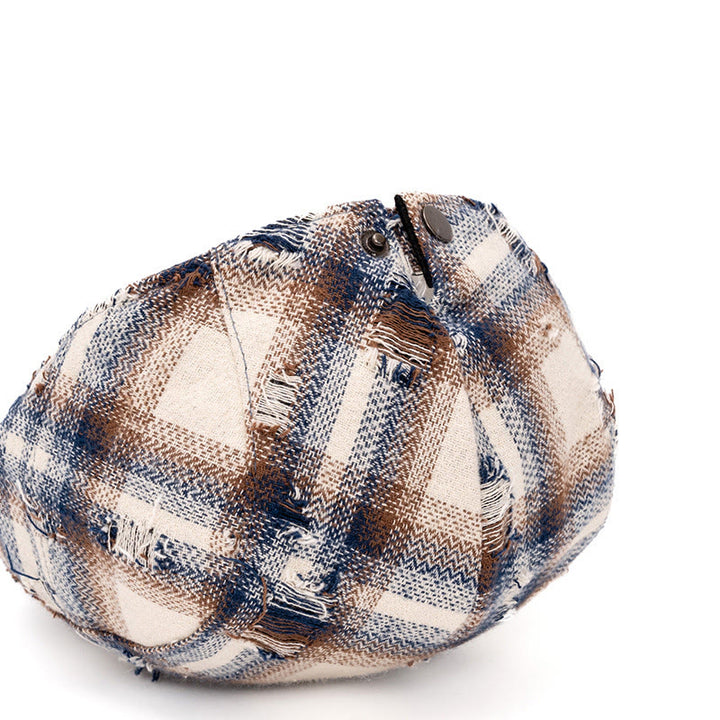 Cappello basco vintage a quadri con bordo spezzato per autunno e inverno - image 5