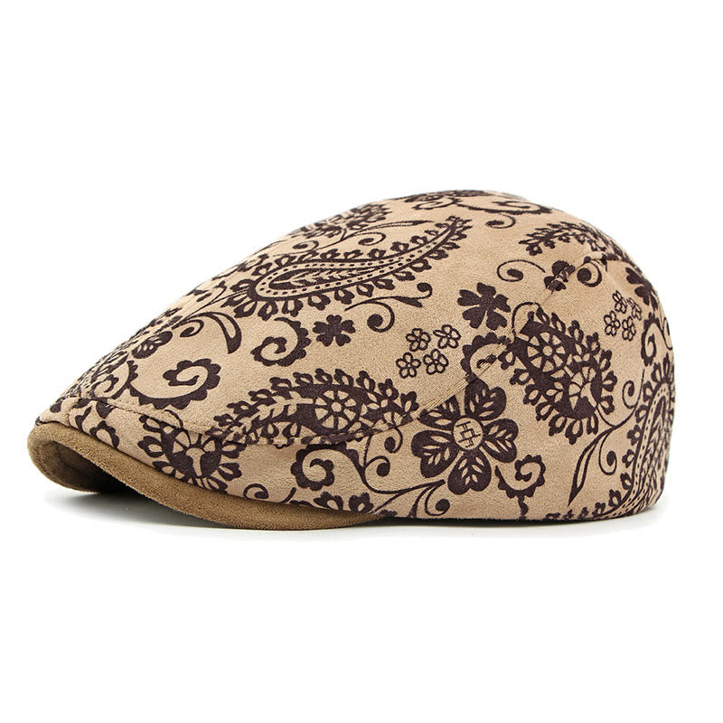 Cappello basco personalizzato in stile etnico con stampa di anacardi - Cachi - Regolabile (21 5/8"-22 7/8") - image 1
