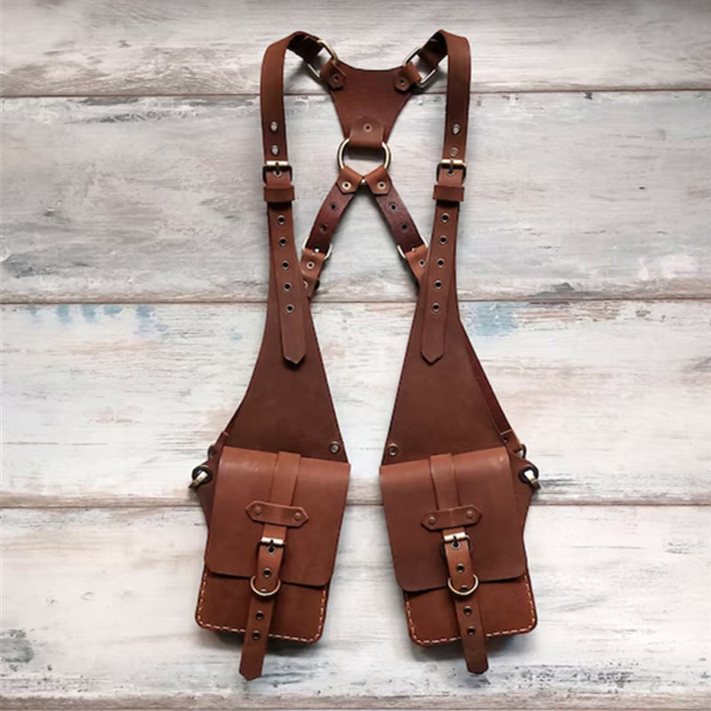 Borsa a tracolla in pelle antifurto per cellulare, stile punk retrò - Marrone - image 3