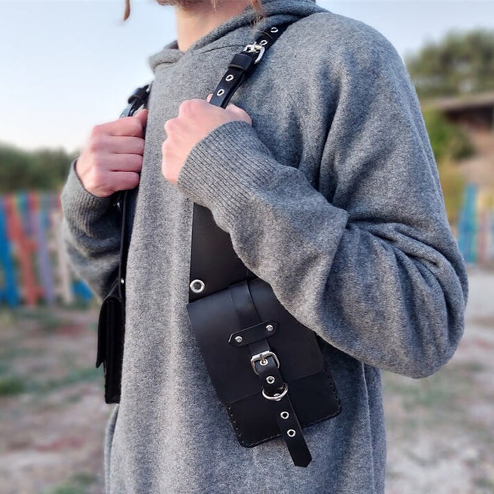 Borsa a tracolla in pelle antifurto per cellulare, stile punk retrò - image 4