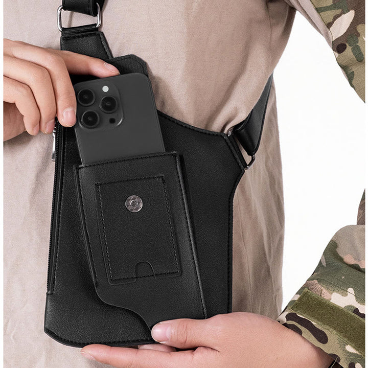 Borsa a tracolla in pelle multitasche ad alta capacità per esterni - image 4