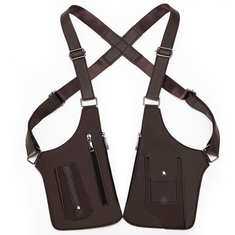 Borsa a tracolla in pelle multitasche ad alta capacità per esterni - Marrone - image 9