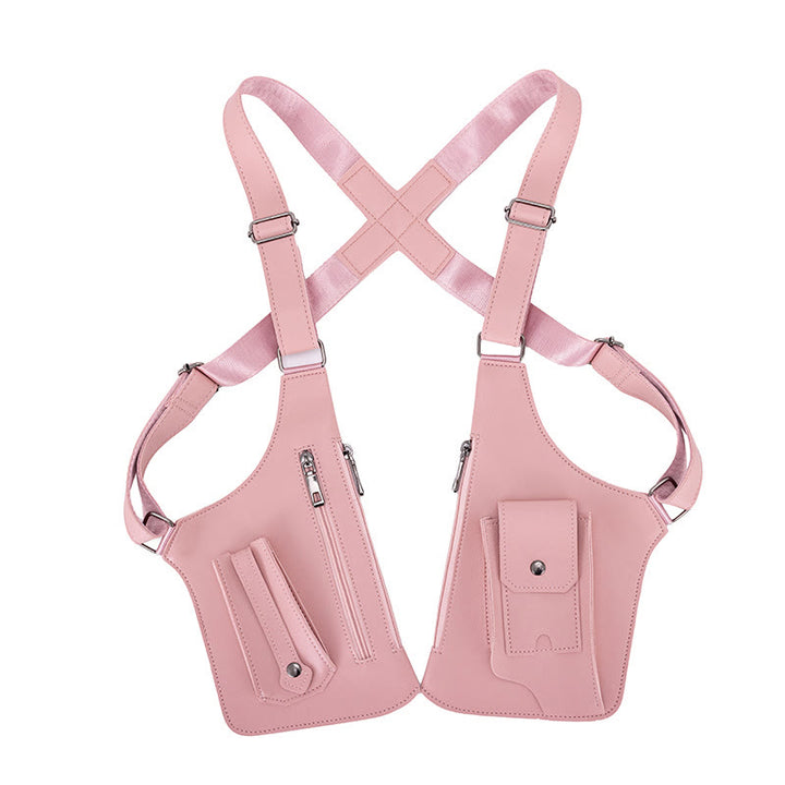 Borsa a tracolla in pelle multitasche ad alta capacità per esterni - Rosa - image 13