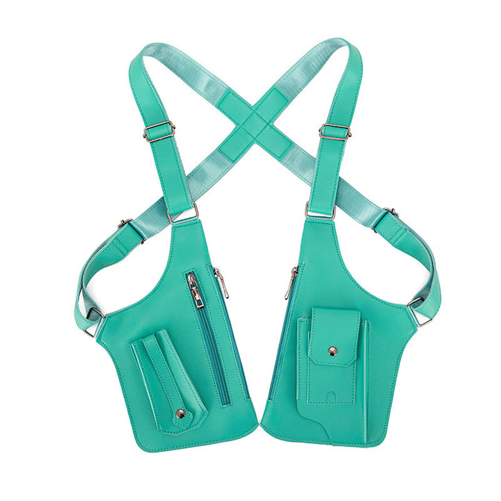 Borsa a tracolla in pelle multitasche ad alta capacità per esterni - Verde - image 11