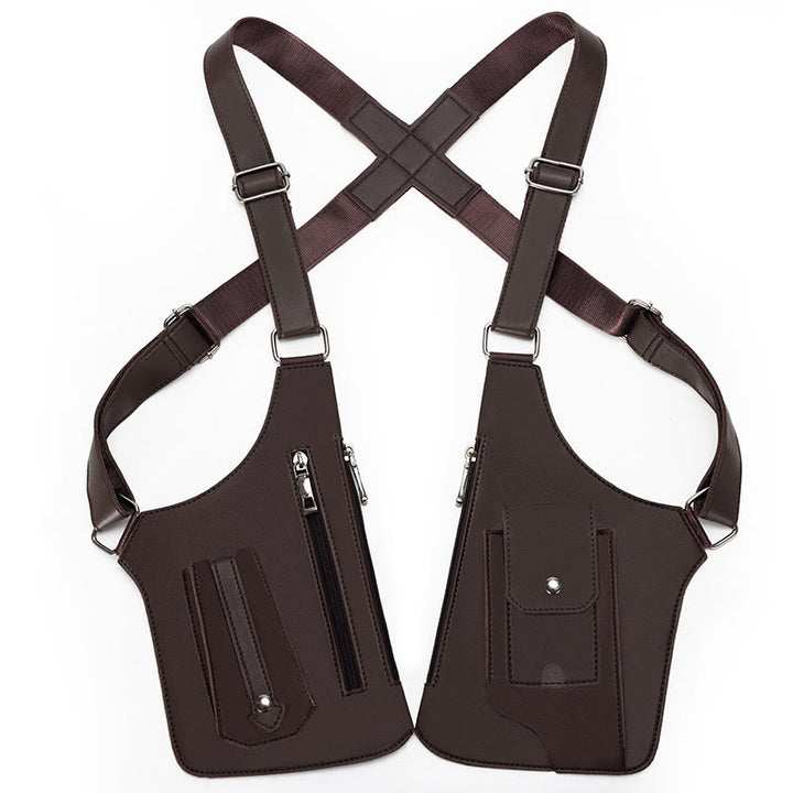 Borsa a tracolla in pelle multitasche ad alta capacità per esterni - Marrone - image 8