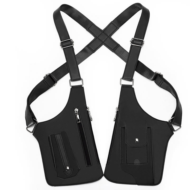 Borsa a tracolla in pelle multitasche ad alta capacità per esterni - Nero - image 8