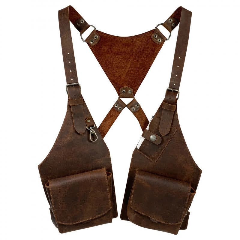 Borsa a tracolla ascellare con portafoglio grande in stile medievale - Marrone - image 1
