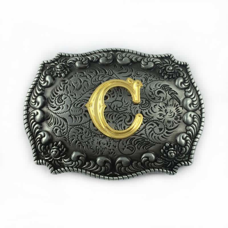 Cintura in pelle fai da te da uomo con fibbia a forma di lettera iniziale dell'alfabeto - C - Senza cintura - image 5