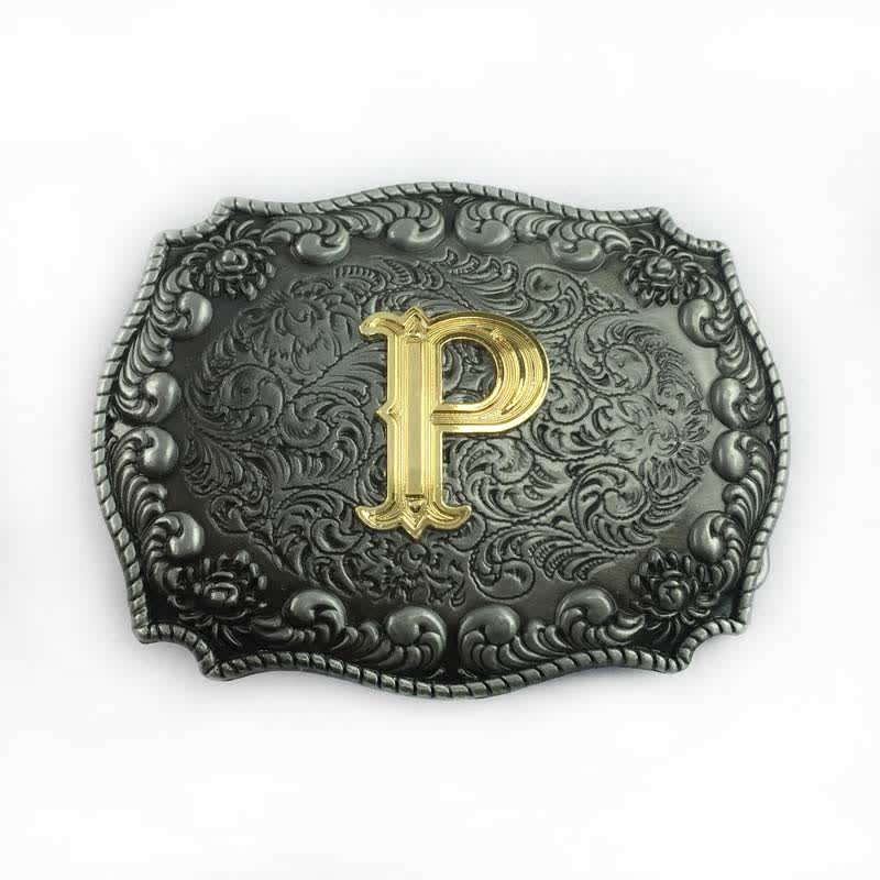 Cintura in pelle fai da te da uomo con fibbia a forma di lettera iniziale dell'alfabeto - P - Senza cintura - image 18