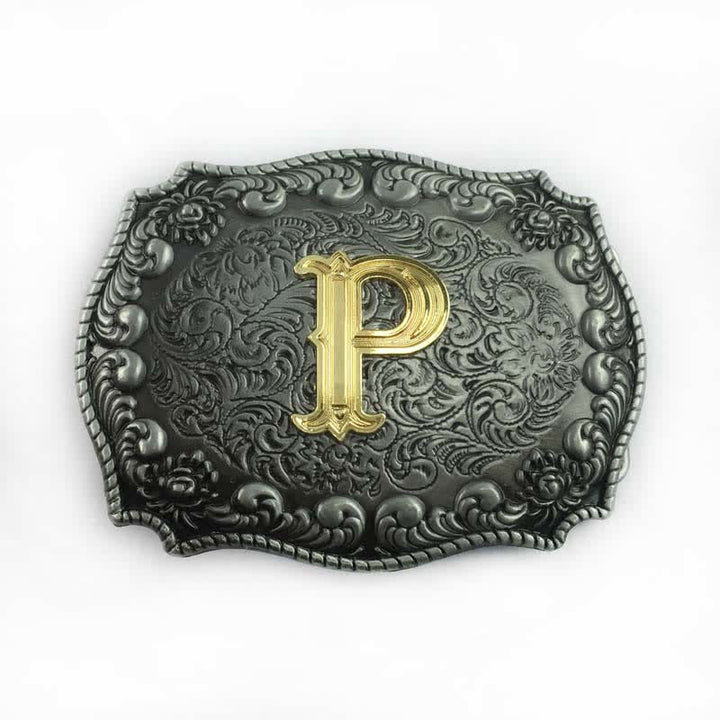 Cintura in pelle fai da te da uomo con fibbia a forma di lettera iniziale dell'alfabeto - P - Senza cintura - image 18