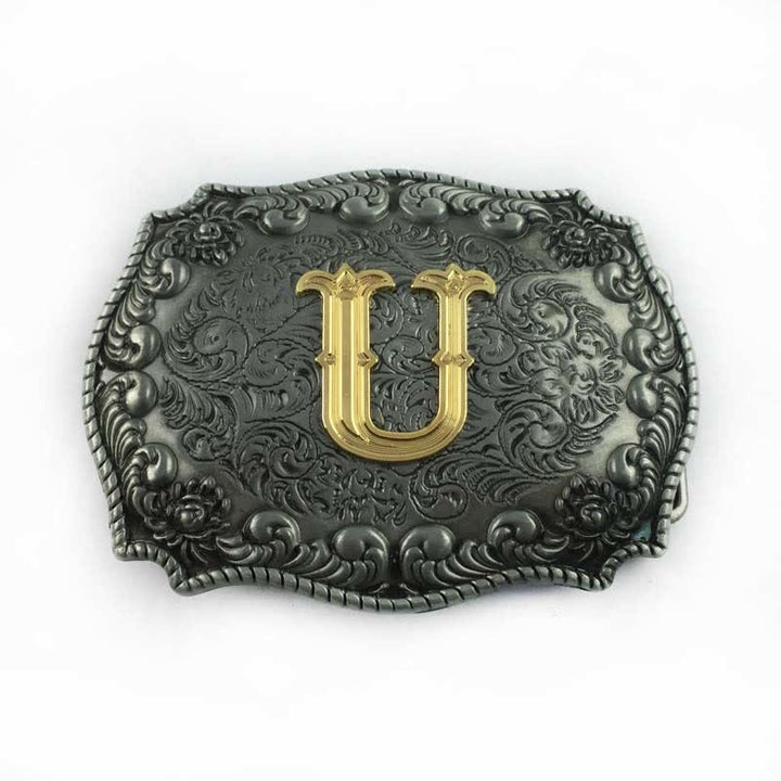 Cintura in pelle fai da te da uomo con fibbia a forma di lettera iniziale dell'alfabeto - U - Senza cintura - image 23