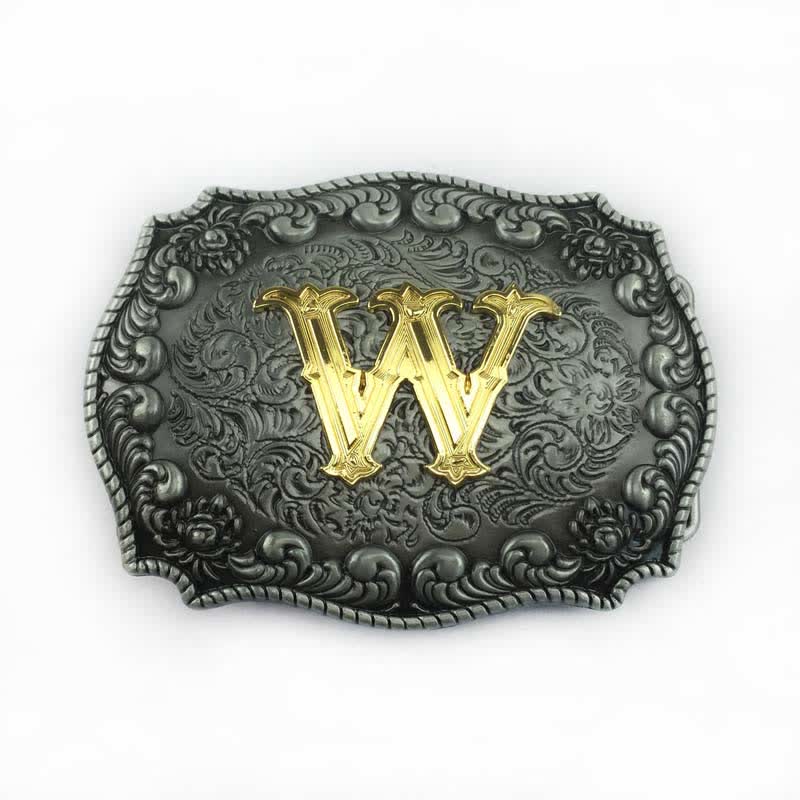 Cintura in pelle fai da te da uomo con fibbia a forma di lettera iniziale dell'alfabeto - W - Senza cintura - image 25