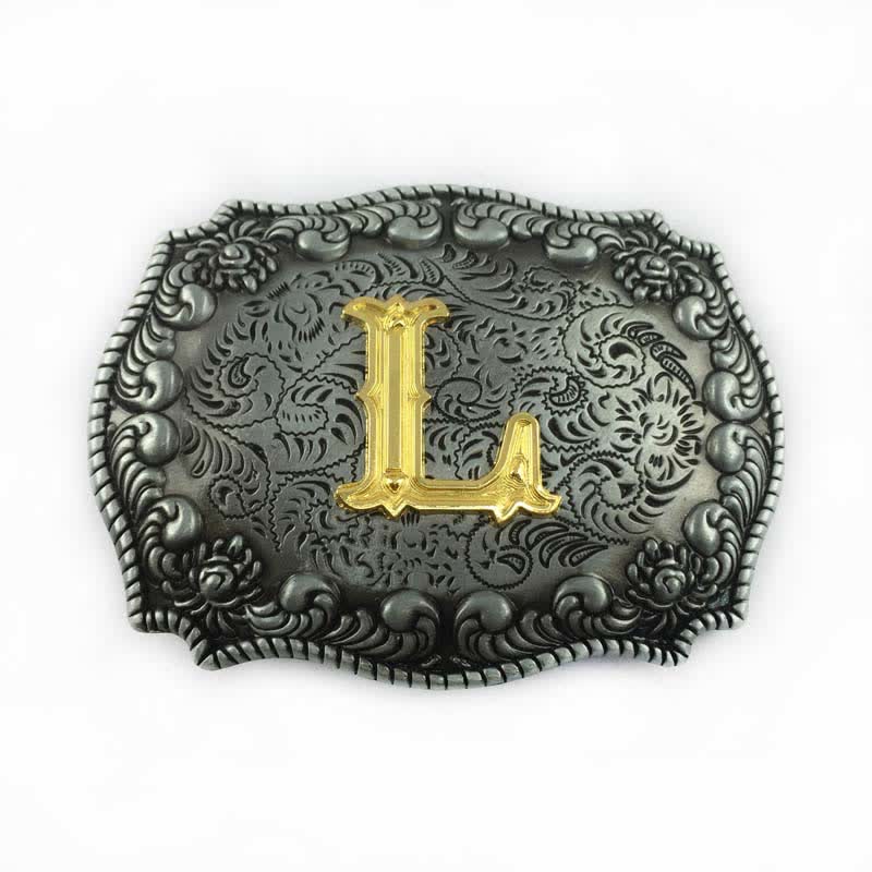 Cintura in pelle fai da te da uomo con fibbia a forma di lettera iniziale dell'alfabeto - L - Senza cintura - image 15