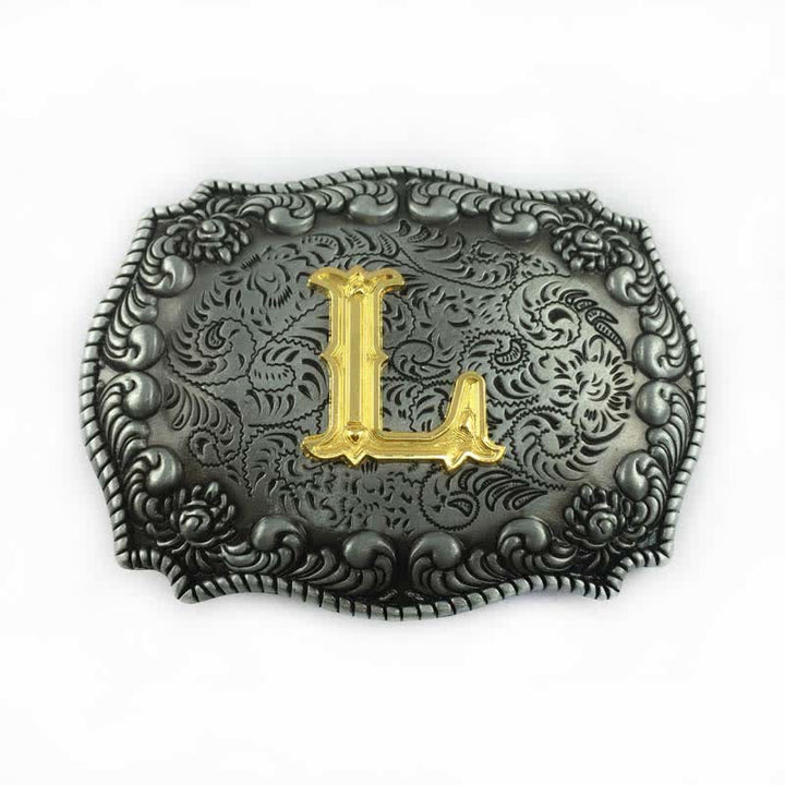 Cintura in pelle fai da te da uomo con fibbia a forma di lettera iniziale dell'alfabeto - L - Senza cintura - image 15