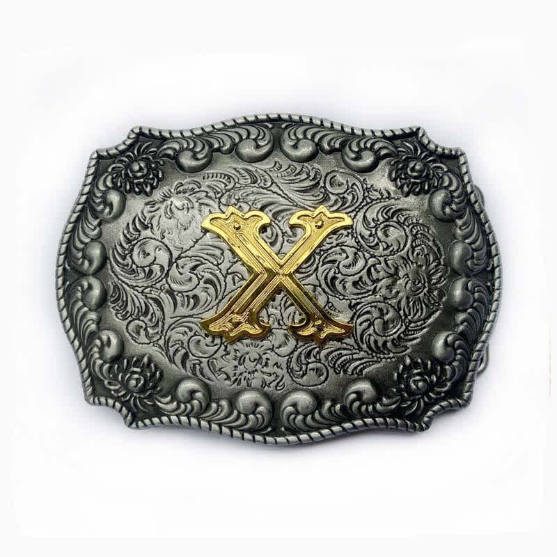 Cintura in pelle fai da te da uomo con fibbia a forma di lettera iniziale dell'alfabeto - X - Senza cintura - image 27