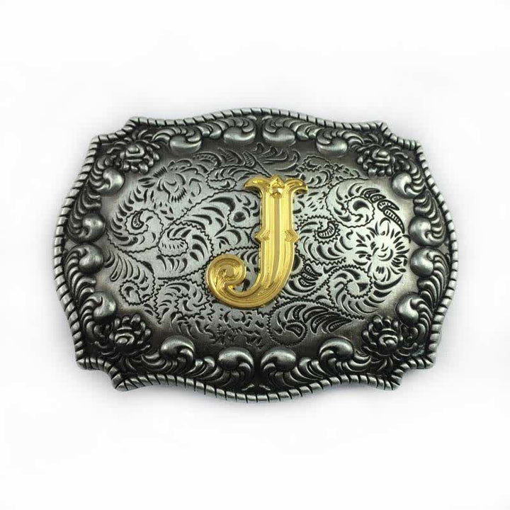 Cintura in pelle fai da te da uomo con fibbia a forma di lettera iniziale dell'alfabeto - J - Senza cintura - image 13