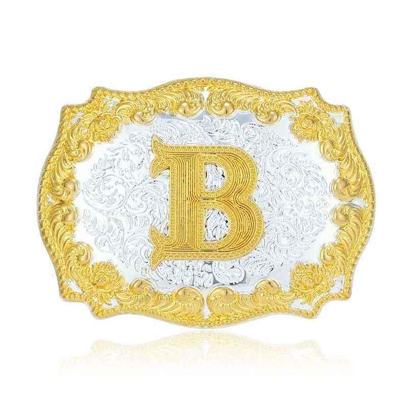 Cintura in pelle da uomo fai da te con fibbia a lettera iniziale dorata - B - Senza cintura - image 7