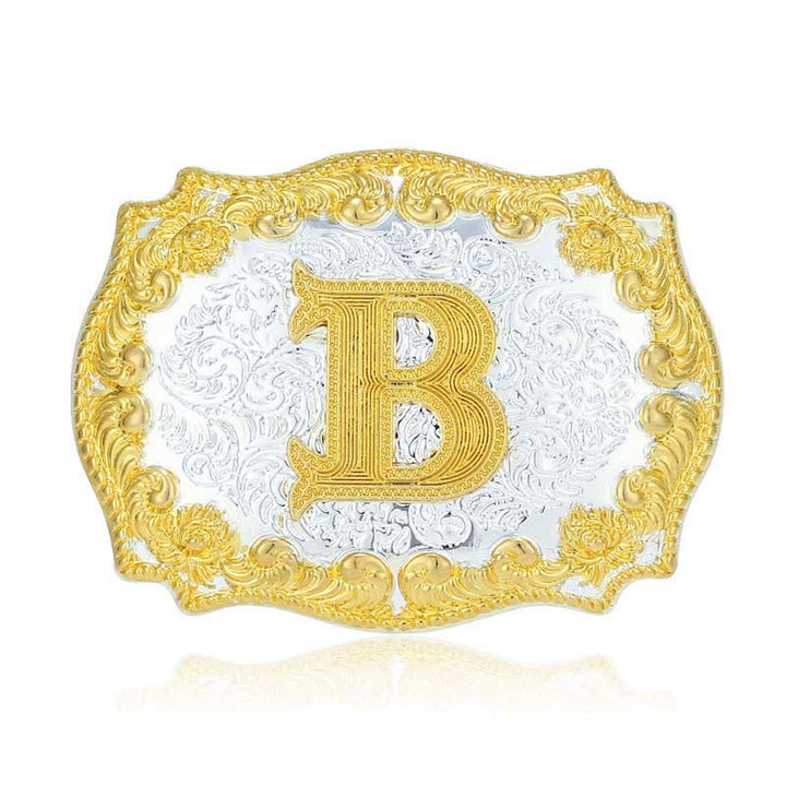 Cintura in pelle da uomo fai da te con fibbia a lettera iniziale dorata - B - Senza cintura - image 7