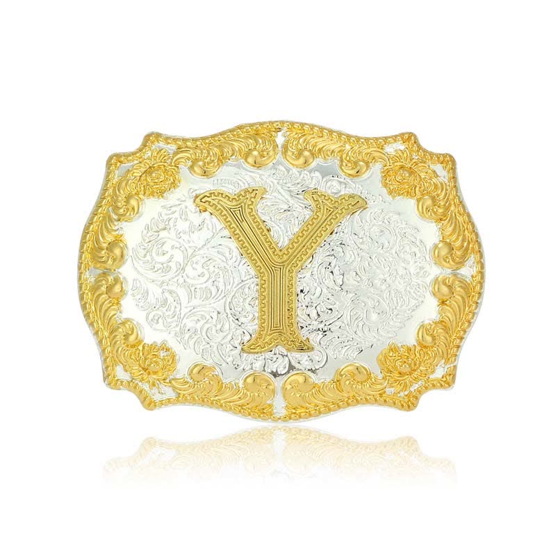 Cintura in pelle da uomo fai da te con fibbia a lettera iniziale dorata - Y - Senza cintura - image 30