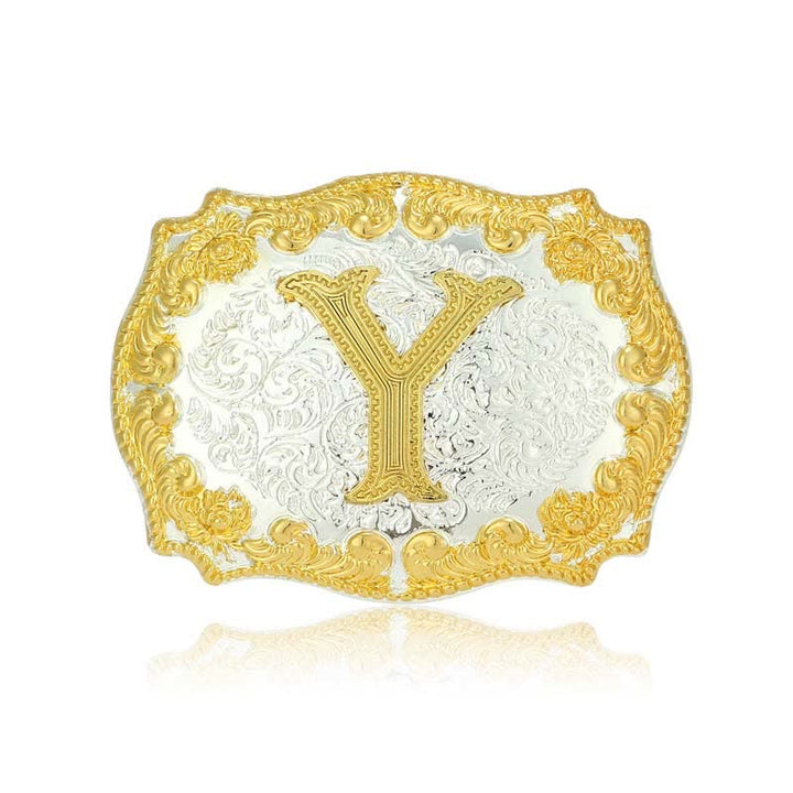Cintura in pelle da uomo fai da te con fibbia a lettera iniziale dorata - Y - Senza cintura - image 30