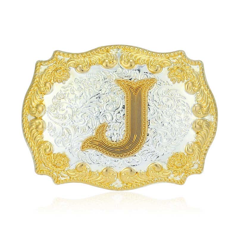 Cintura in pelle da uomo fai da te con fibbia a lettera iniziale dorata - J - Senza cintura - image 15