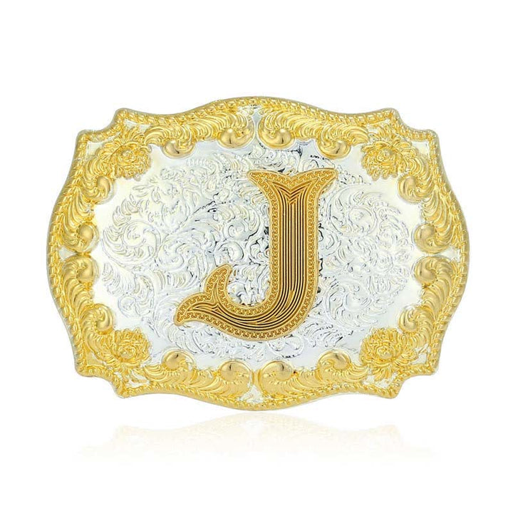 Cintura in pelle da uomo fai da te con fibbia a lettera iniziale dorata - J - Senza cintura - image 15