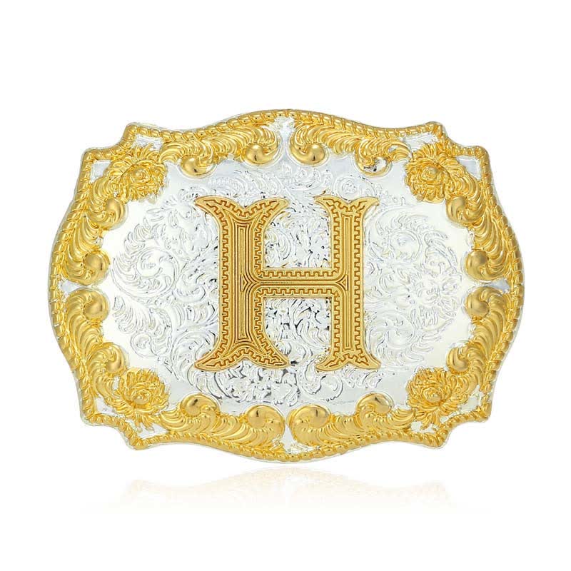 Cintura in pelle da uomo fai da te con fibbia a lettera iniziale dorata - H - Senza cintura - image 13