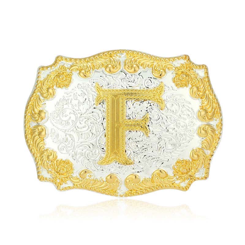 Cintura in pelle da uomo fai da te con fibbia a lettera iniziale dorata - F - Senza cintura - image 11