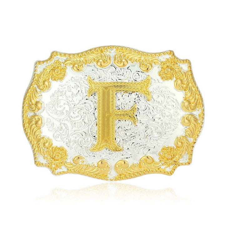 Cintura in pelle da uomo fai da te con fibbia a lettera iniziale dorata - F - Senza cintura - image 11