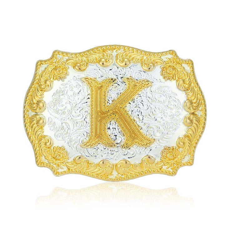 Cintura in pelle da uomo fai da te con fibbia a lettera iniziale dorata - K - Senza cintura - image 16