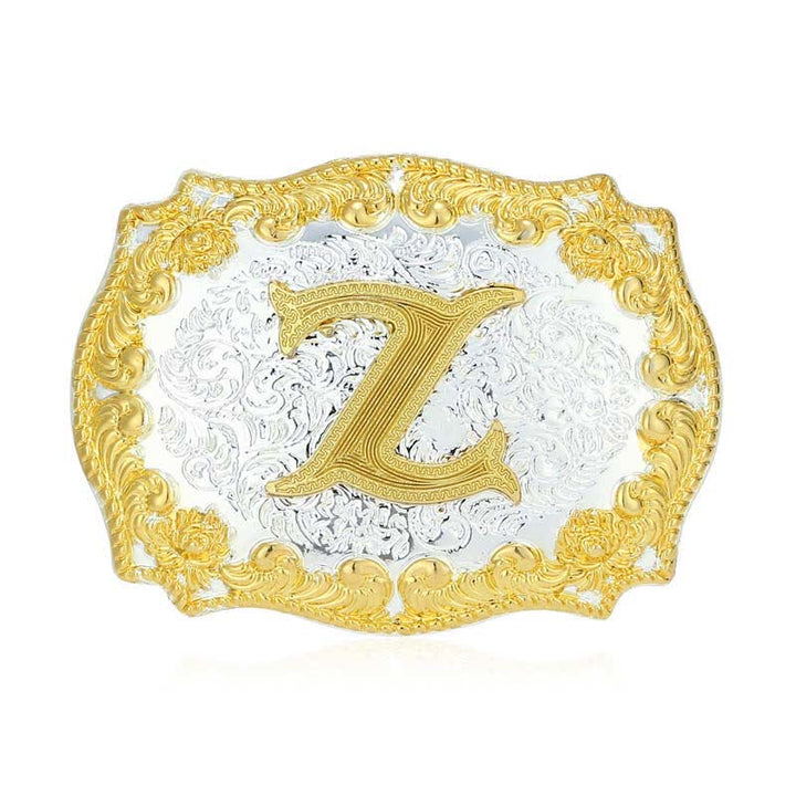 Cintura in pelle da uomo fai da te con fibbia a lettera iniziale dorata - Z - Senza cintura - image 31