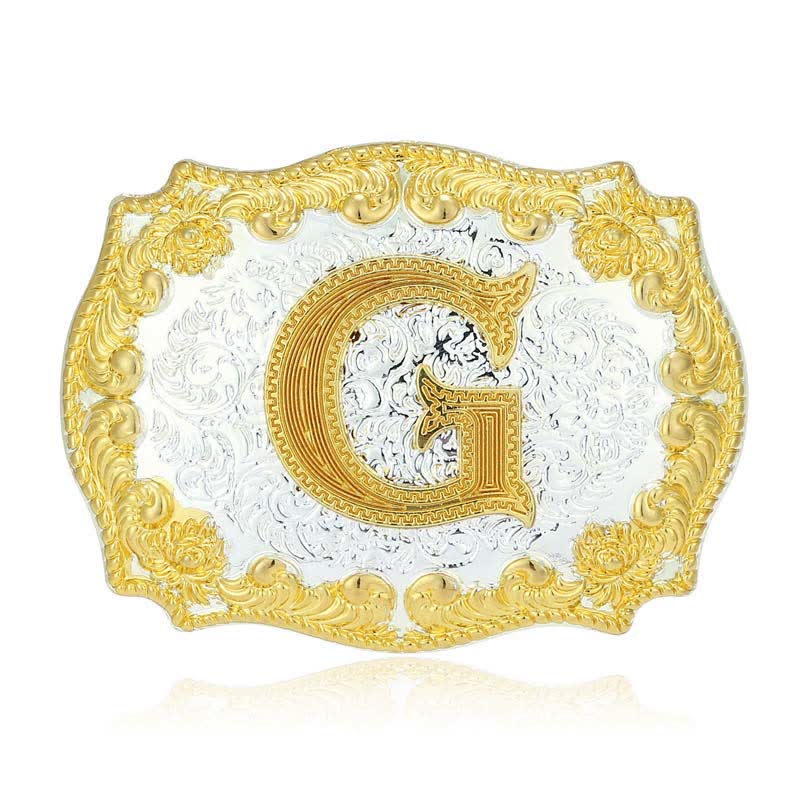 Cintura in pelle da uomo fai da te con fibbia a lettera iniziale dorata - G - Senza cintura - image 12