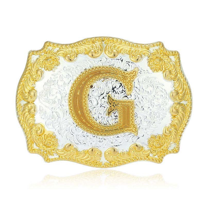 Cintura in pelle da uomo fai da te con fibbia a lettera iniziale dorata - G - Senza cintura - image 12
