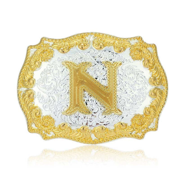 Cintura in pelle da uomo fai da te con fibbia a lettera iniziale dorata - N - Senza cintura - image 19