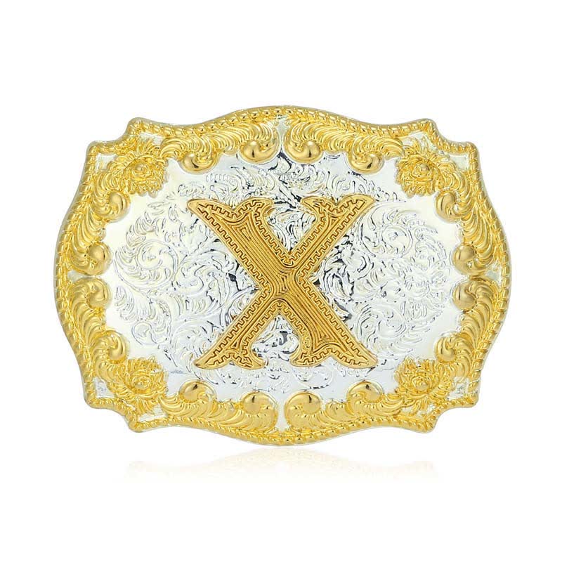 Cintura in pelle da uomo fai da te con fibbia a lettera iniziale dorata - X - Senza cintura - image 28