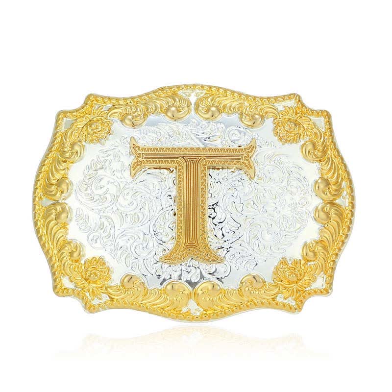 Cintura in pelle da uomo fai da te con fibbia a lettera iniziale dorata - T - Senza cintura - image 25