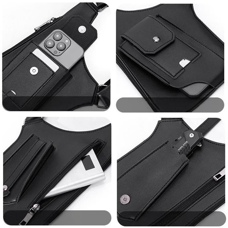 Borsa a tracolla in pelle multitasche ad alta capacità per esterni - image 6