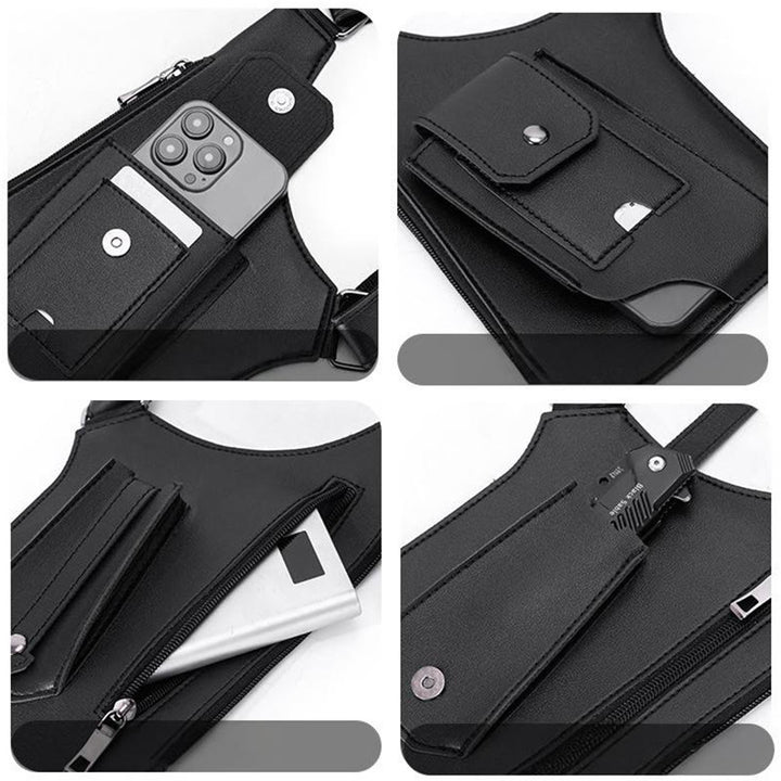Borsa a tracolla in pelle multitasche ad alta capacità per esterni - image 6