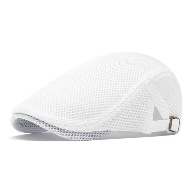 Cappello basco estivo in rete tinta unita con parte superiore piatta - Bianco - Regolabile (22"-23 5/8") - image 7