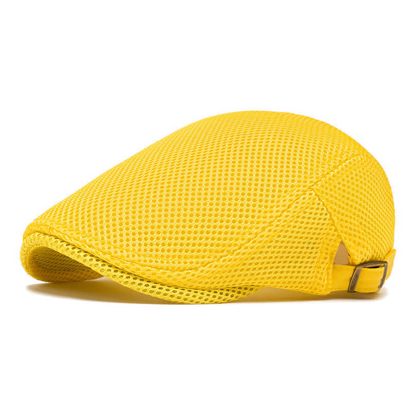 Cappello basco estivo in rete tinta unita con parte superiore piatta - Giallo - Regolabile (22"-23 5/8") - image 16