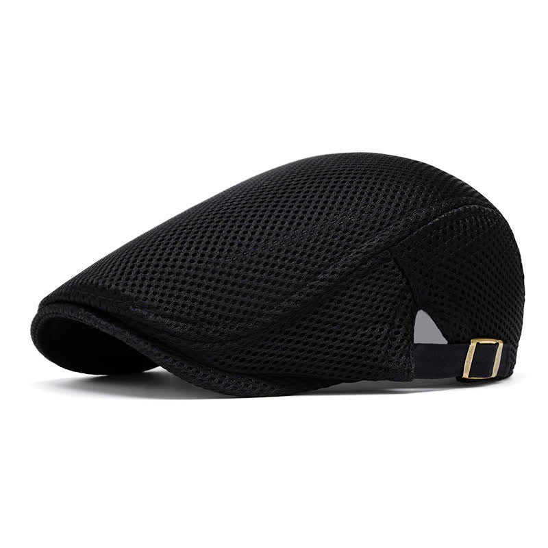 Cappello basco estivo in rete tinta unita con parte superiore piatta - Nero - Regolabile (22"-23 5/8") - image 1